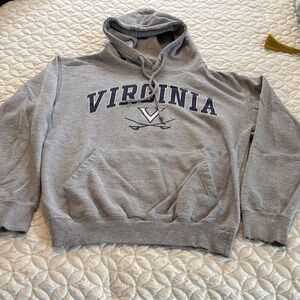 Soffe Gray University of Virginia Hoodie Sweat Shirt Size Small